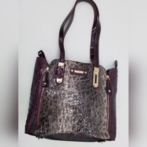 MC Marc Chantel PURPLE Croco Embossed Fur Print Shoulder Bag Purse
